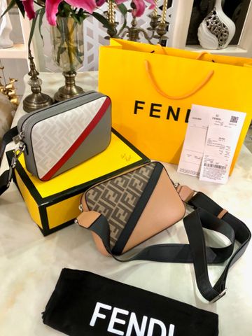 Túi FENDI* nam nữ canvas phối da bò lỳ hoạ tiết Logo đẹp siêu cấp