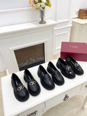 Giày nữ Loafer SALVATORE* đế cao 4cm da bóng và da lỳ đẹp thanh lịch VIP 1:1