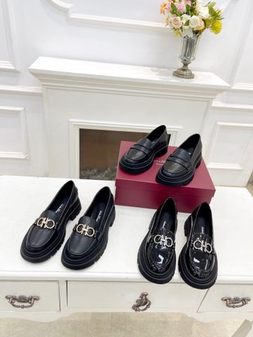 Giày nữ Loafer SALVATORE* đế cao 4cm da bóng và da lỳ đẹp thanh lịch VIP 1:1