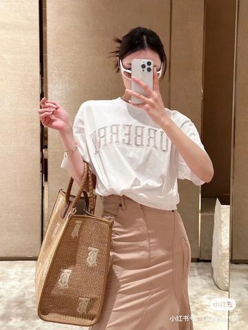 Áo phông nam nữ Burberry* dáng rộng chữ ren xuyên thấu đẹp độc VIP 1:1