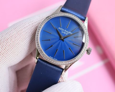 Đồng hồ nữ Patek* Philippe* dây lụa mặt viền kim đẹp nhẹ nhàng thanh lịch VIP 1:1