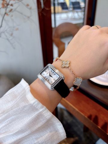 Đồng hồ nữ PIAGET* dây da mặt vuông viền kim đẹp SIÊU CẤP