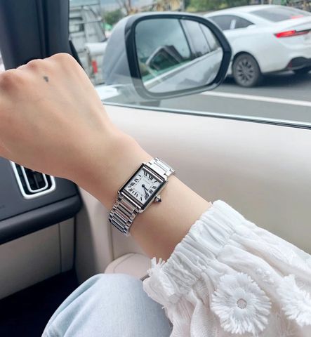 Đồng hồ nữ Cartier* dây kim loại và dây da mặt vuông đẹp SIÊU CẤP