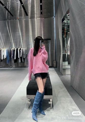 Áo len hồng Alexander* Wang* dập chữ nổi đẹp VIP 1:1