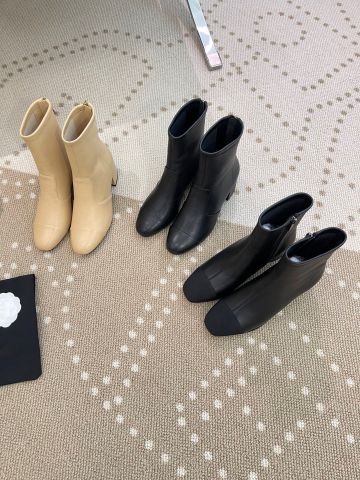 Boot chanel* cổ lỡ da bò gót vuông cao 6cm đẹp VIP 1:1