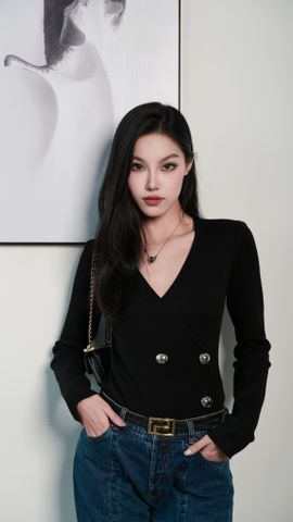 Áo body suit khuy bạc cổ tim đẹp VIP 1:1