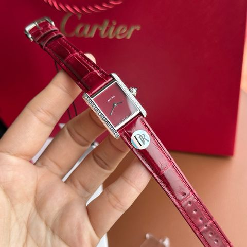 Đồng hồ nữ Cartier* dây da mặt vuông kiểu đơn giản thanh lịch VIP 1:1