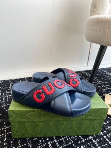 Dép nam GUCCI* da bò chữ nổi đẹp cao cấp