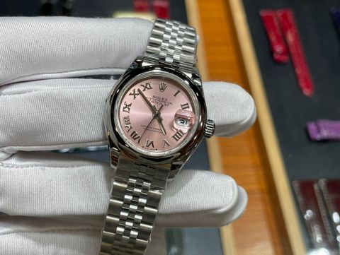 Đồng hồ nữ rolex* dây kim loại mặt hồng nhạt đẹp VIP 1:1