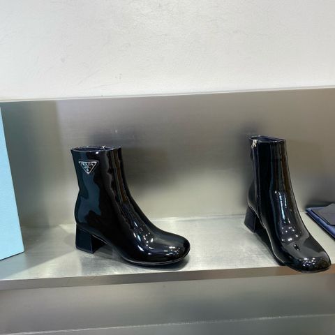 Boot PRADA* da bóng gót vuông cao 5,5cm dáng đẹp sang đơn giản VIP 1:1