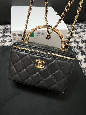 Túi hộp chanel* da cừu quai hạt gỗ đẹp độc VIP 1:1