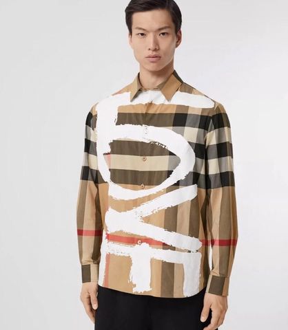 Sơ mi nam nữ BURBERRY* kẻ in chữ đẹp VIP 1:1