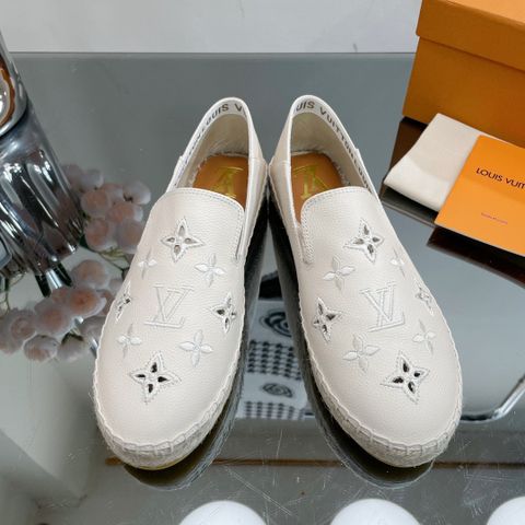 Giày slip on nam nữ LV* đế cói da bò thêu Monogram đẹp cao cấp