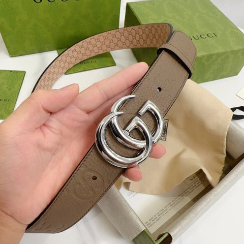 Belt nam nữ GUCCI* bản 3,7cm dây da bò dập hoạ tiết Logo