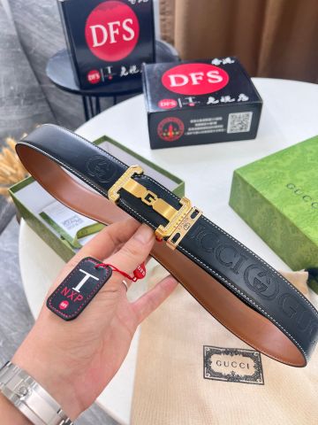 Belt nam GUCCI* dây da bò dập nổi chữ