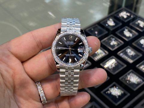 Đồng hồ nữ rolex* case 31mm vỏ Bọc vàng 18k khảm kim cương Moissanite