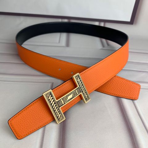 Belt nam HERMES* bản 3,8cm dây da bò togo mềm mặt trạm vân đẹp độc cao cấp