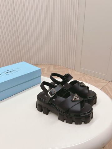 Sandal nữ PRADA* đế cao 6cm dáng khoẻ đẹp độc mẫu mới VIP 1:1