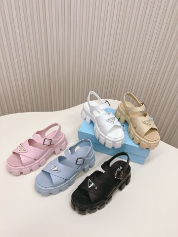 Sandal nữ PRADA* đế cao 6cm dáng khoẻ đẹp độc mẫu mới VIP 1:1