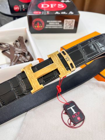 Belt nam HERMES* dây vân cá sấu