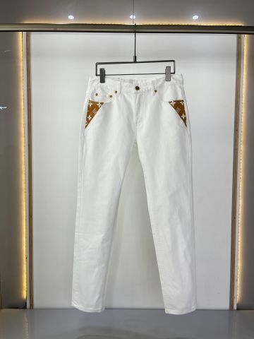 Quần jeans nam LV* màu trắng phối hoạ tiết Monogram SIÊU CẤP