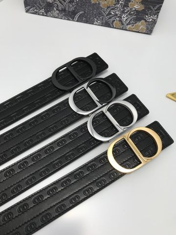 Belt nam DIOR* dây da bê dập hoạ tiết Logo