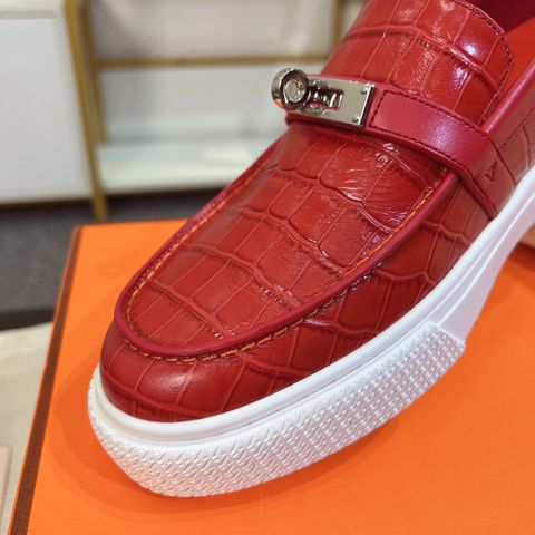 Giày slip on nam nữ HERMES* vân cá sấu khoá bạc đẹp VIP 1:1