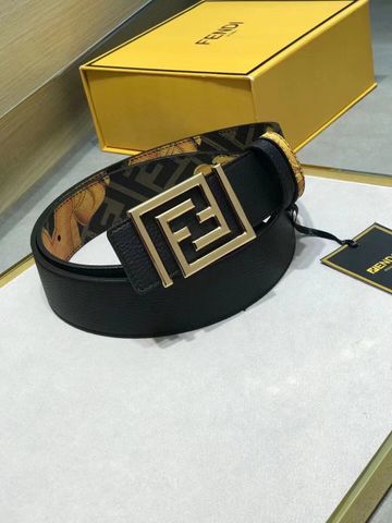 Belt nam FENDI* dây hoạ tiết hoa văn vàng