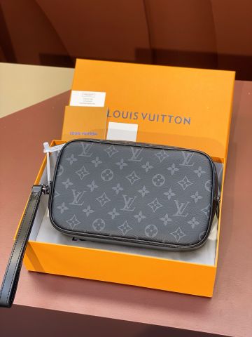 Túi clutch Louis* LV* nam nữ hoạ tiết caro canvas phối da lỳ đẹp sang VIP 1:1