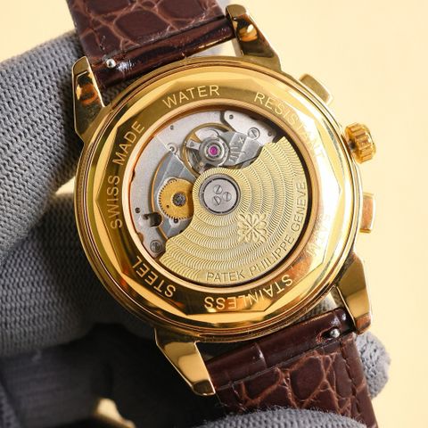 Đồng hồ nam patek* philippe* máy cơ dây da viền kim đẹp VIP 1:1