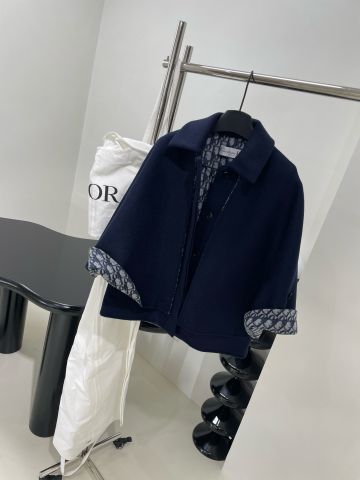 Áo choàng dạ Dior* màu xanh dương mặt trong hoạ tiết oblique đẹp VIP 1:1