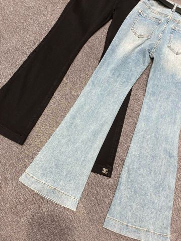 Quần jeans nữ CHA*NEL* ống loe kèm belt VIP 1:1