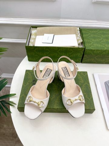 Sandal cao gót GUCCI* gót vuông cao 6,5cm đẹp VIP 1:1