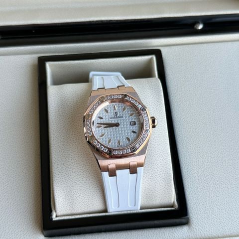 Đồng hồ nữ Audemars* Piguet* case 33mm mặt nạm kim dáng thể thao dây cao su đẹp VIP 1:1