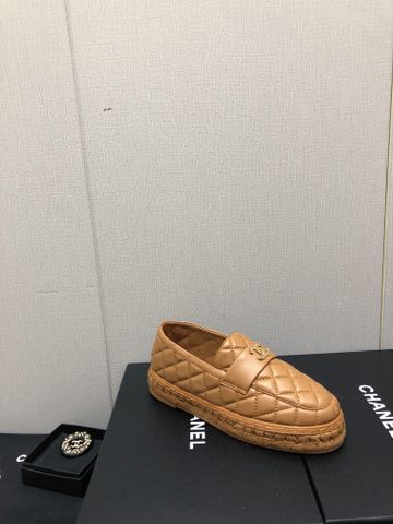 Giày nữ Loafer chanel* đế viền cói da bê trần vân trám 3 màu đẹp VIP 1:1