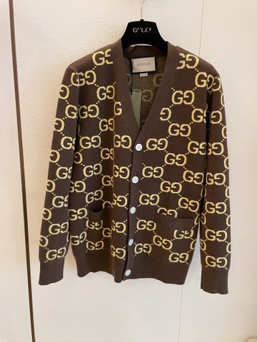 Áo cardigan len GUCCI* hoạ tiết Logo nâu đẹp VIP 1:1