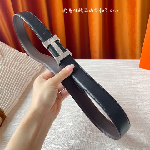 Belt nam nữ HERMES* bản 3.0cm da bò Dây da sử dụng được cả hai mặt đẹp và tiện lợi