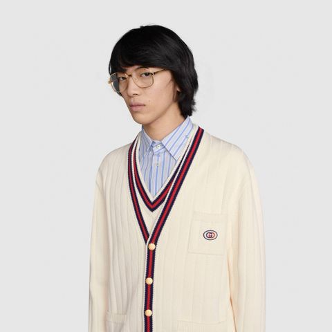 Áo cardigan len GUCCI* nam nữ viền sọc màu đẹp trẻ trung VIP 1:1