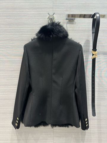 Áo khoác nữ Dior* thân phối lông đen đẹp sang VIP 1:1