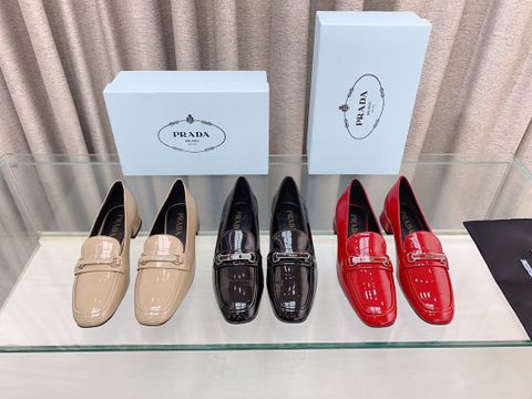 Giày nữ PRADA* da bóng cao 3cm đẹp sang VIP 1:1