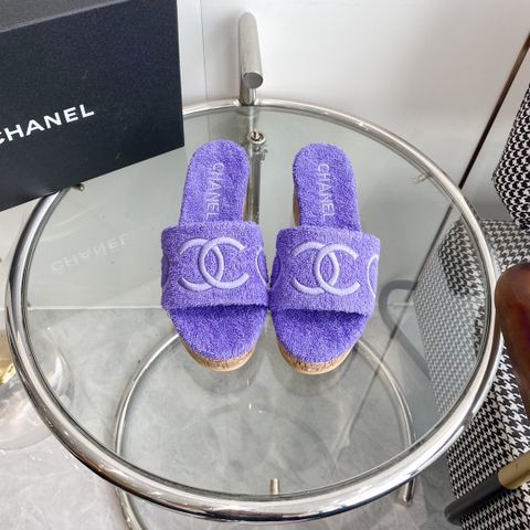 Dép nữ chanel* đế xuồng cao 6,5cm chất vải nhiều màu đẹp SIÊU CẤP