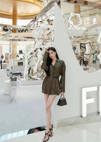 Váy sơ mi FENDI* hoạ tiết logo VIP 1:1