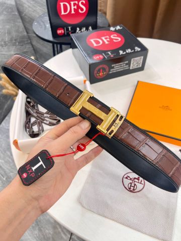 Belt nam HERMES* dây vân cá sấu