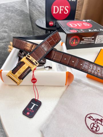 Belt nam HERMES* dây vân cá sấu