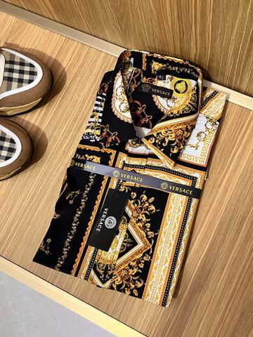 Sơ mi nam VERSACE* ngắn tay hoạ tiết hoa văn vàng đẹp SIÊU CẤP