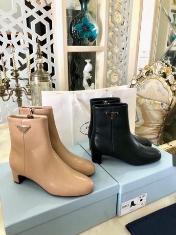 Boot PRADA* gót vuông cao 5cm da bò dáng đẹp VIP 1:1