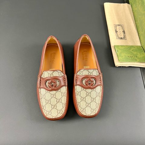 Giày lười GUCCI* da bò phối hoạ tiết Logo canvas đẹp cao cấp VIP 1:1