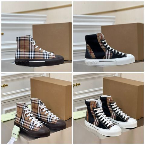 Giày nam buộc dây BURBERRY* cao cổ phối kẻ đẹp SIÊU CẤP