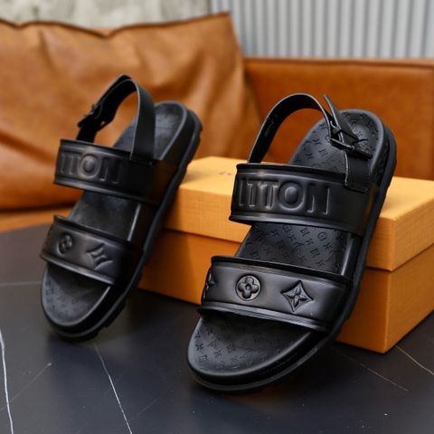 Sandal nam L*V quai da bò dập chữ đẹp cao cấp