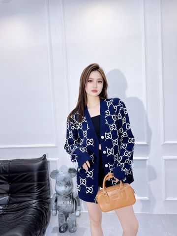 Áo cardigan len GUCCI* nam nữ hoạ tiết logo mặc hai mặt đẹp VIP 1:1